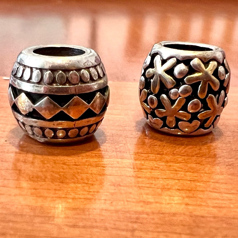 Brighton Charms Barrel Beads Floral & Geometric Design